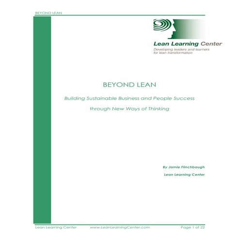 Beyond  Lean by Jamie Flinchbaugh