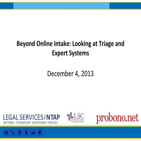 Webinar Next Week:  Beyond Online Intake: Looking at Triage and Expert Systems
