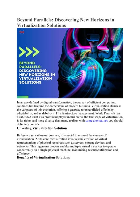 Discovering New Horizons in Virtualization Solutions | The Enterprise World