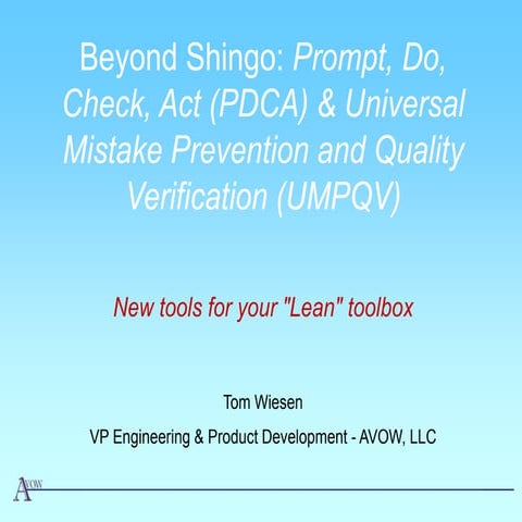 Beyond shingo pdca