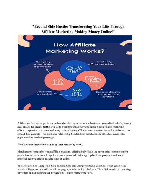 Here's how affiliate marketing typically works: | PDF