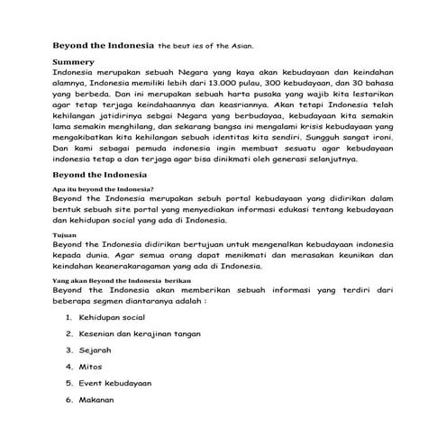 Beyond the Indonesia the beuties of the Asian