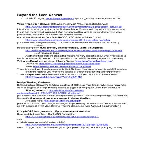 Beyond the lean canvas