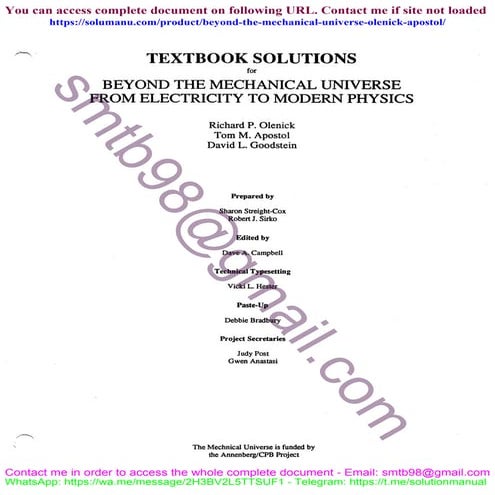 Solutions for Exercises - Beyond the Mechanical Universe: From Electricity to...