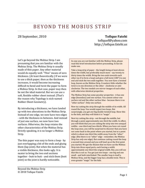 Beyond the Mobius Strip
