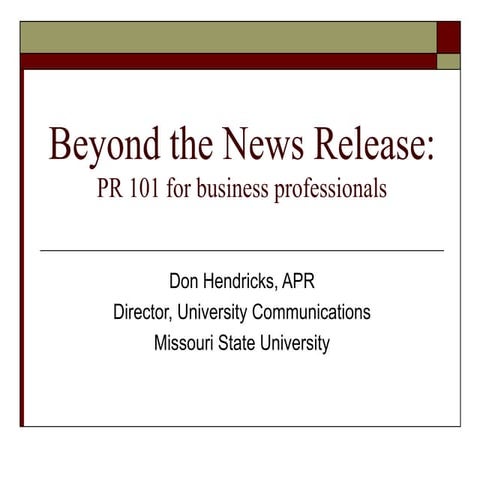 Beyond The News Release2