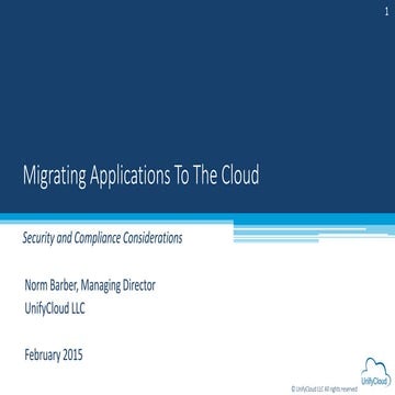 Migrating Critical Applications To The Cloud - ISACA Seattle - Sanitized