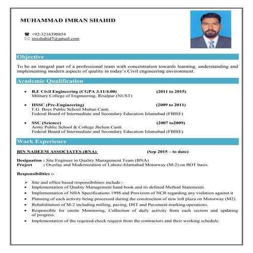 Muhammad Imran Shahid Cv 2