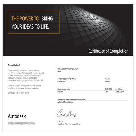 AutoCad Certificate