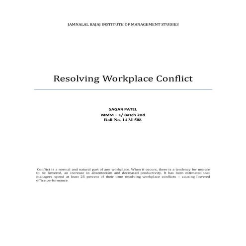 Resolving Workplace Conflict