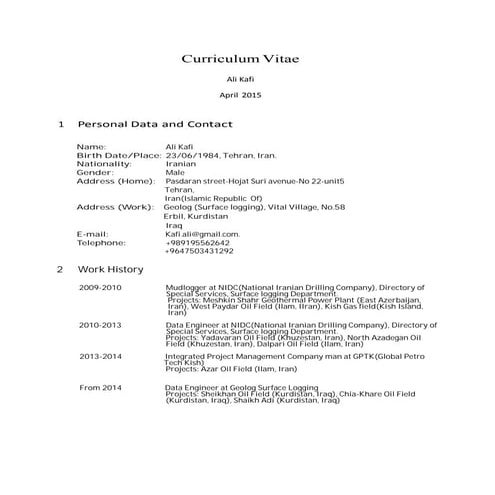 Ali CV update | DOC