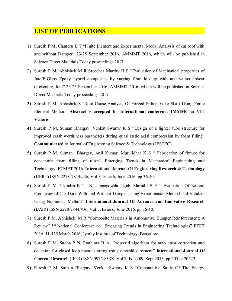 LIST OF PUBLICATIONS