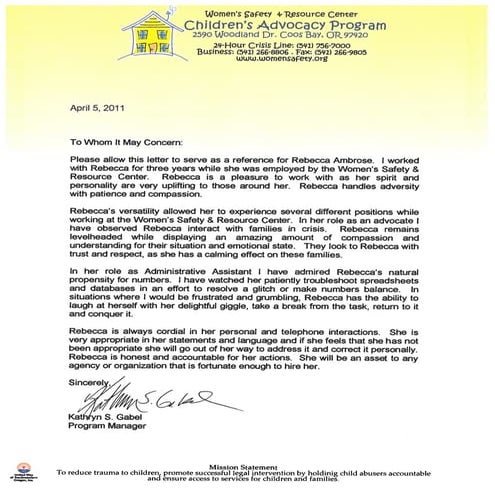 Reference from Child Abuse Intervention Center Program Manager | PDF