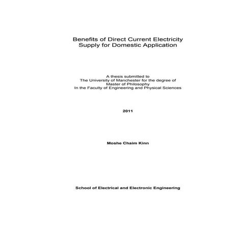 Benefits of Direct Current Electricity Supply for Domestic Application