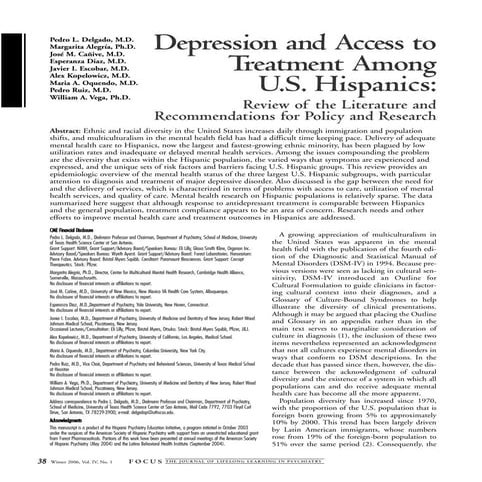 Mental Health Issues in Latinos/Hispanics | PPTX