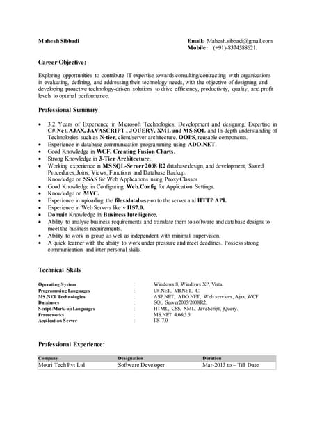 Mahesh Sibbadi Resume