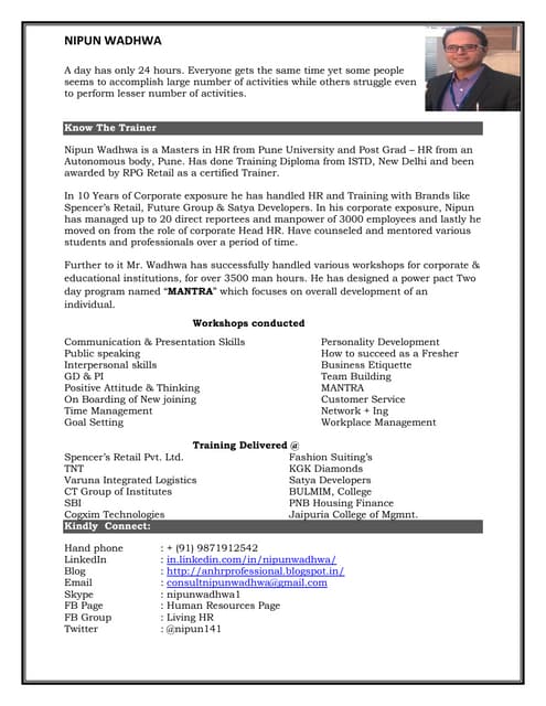 Prakash Rao Corporate Trainer Profile 5 | PDF | Management Consulting ...