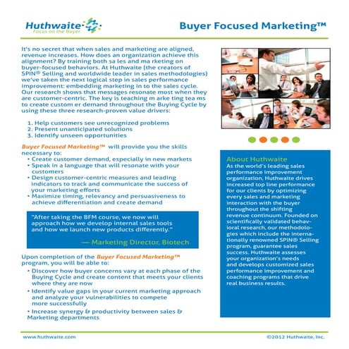Buyer Focused Marketing solution sheet