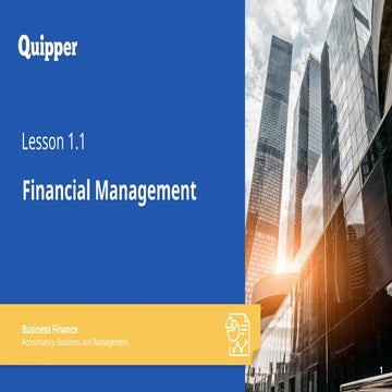 Business Finance Lesson 1.1: Financial Management