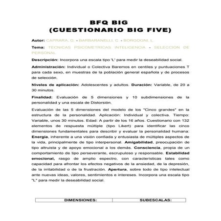 Bfq big five ficha tecnica
