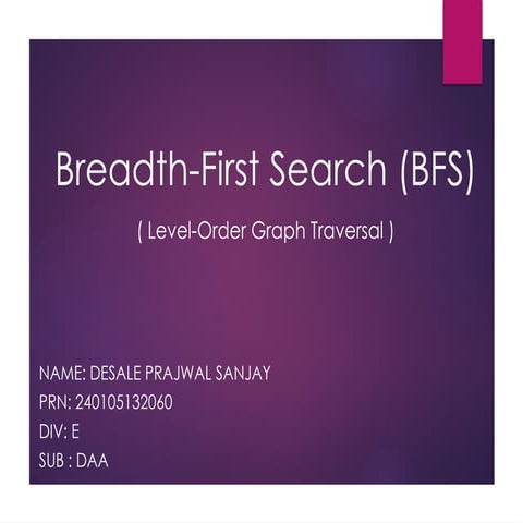 Breath first search Traversal algorithm DSA .pptx
