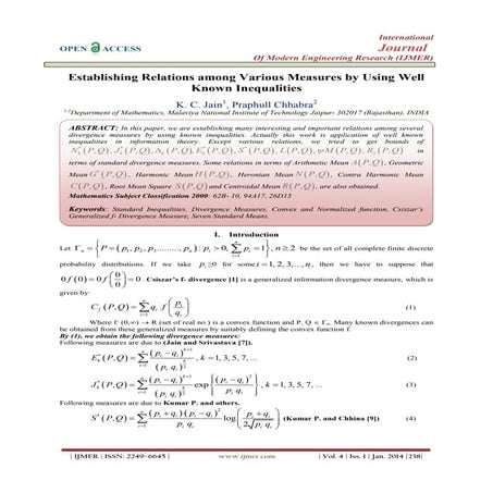 Establishing Relations among Various Measures by Using Well  Known Inequalities 