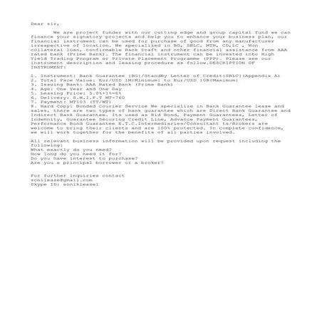 Bg and sblc for lease