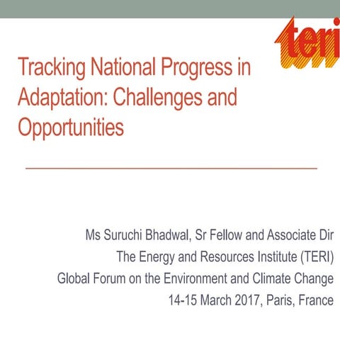 CCCXG Global Forum March 2017 BGB Tracking National Progress in Adaptation: C...