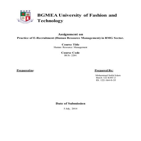 Practice of E-Recruitment in RMG Sector