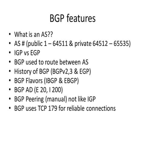 bgp features presentation routing protocle