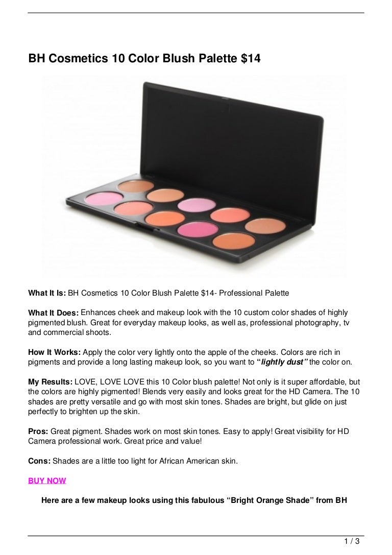 bh cosmetics 10 color blush palette