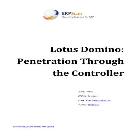 Lotus Domino: Penetration Through the Controller