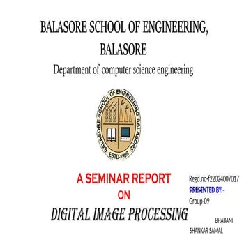 seminar on digital image processing for cse | PPTX