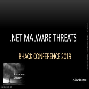.NET MALWARE THREATS -- BHACK CONFERENCE 2019