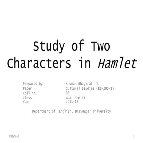 A Study of Hamlet in Cultural Studies | PPTX