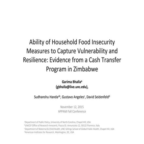 Ability of Household Food Insecurity Measures to Capture Vulnerability & Resi...