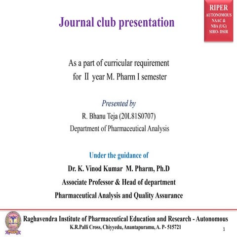 JOURNAL CLUB PRESENTATION (20L81S0707-PA)