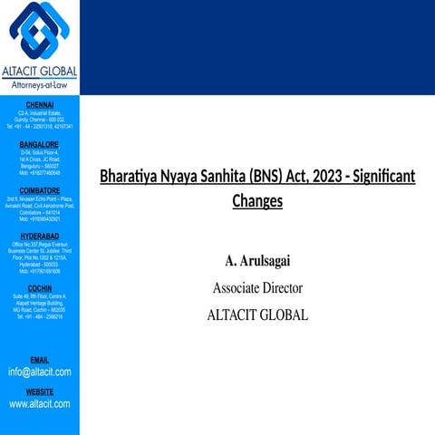 Bharatiya Nyaya Sanhita, 2023 - Significant Changes by Altacit Global