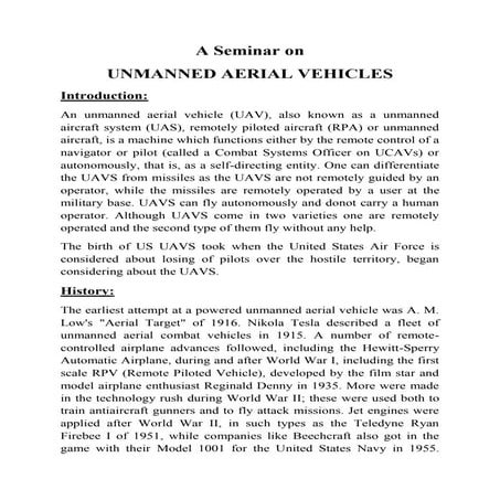 UNMANNED AERIAL VEHICLES