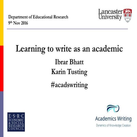 Learning to write as an academic