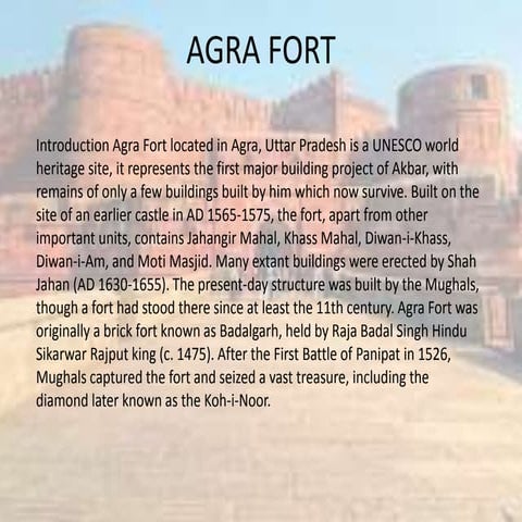 ARCHITECTURE HISTORY OF AGRA FORT 