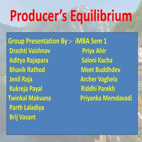 PRODUCERS EQUILIBRIUM