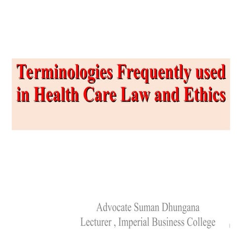 BHCM terminologies important in understanding Health Care Law | PPT
