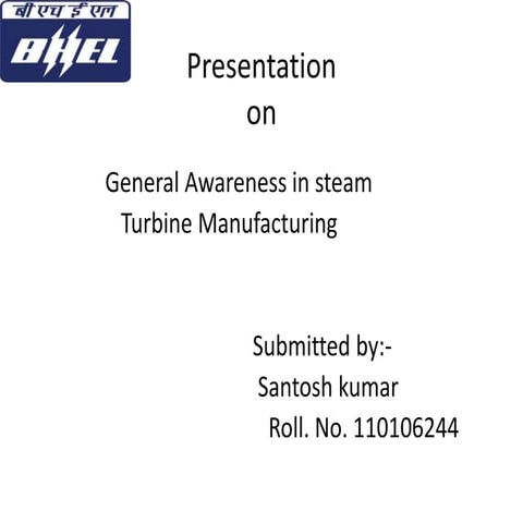 Bhel steam turbine manufacturing