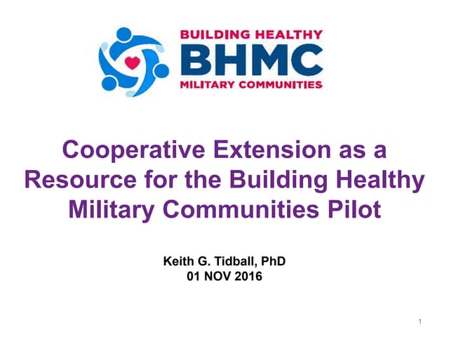 Cooperative Extension as a Resource for the Building Healthy Military Communi...