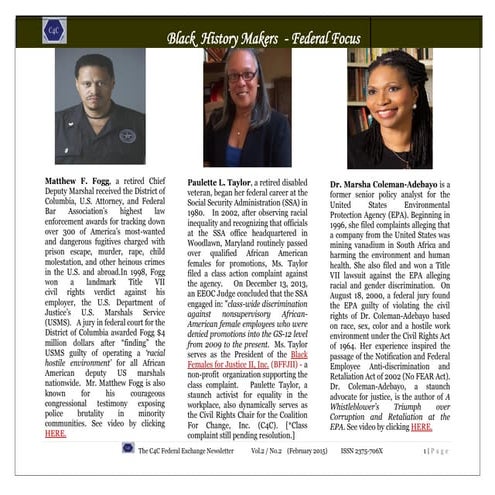 Black History Makers in Modern America --Federal Focus (Part 1) 