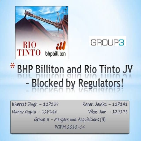 BHP Billiton and Rio Tinto JV – Blocked by Regulators