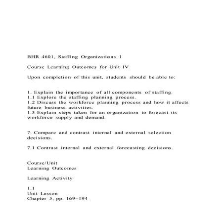   Bhr 4601, staffing organizations 1 course learning