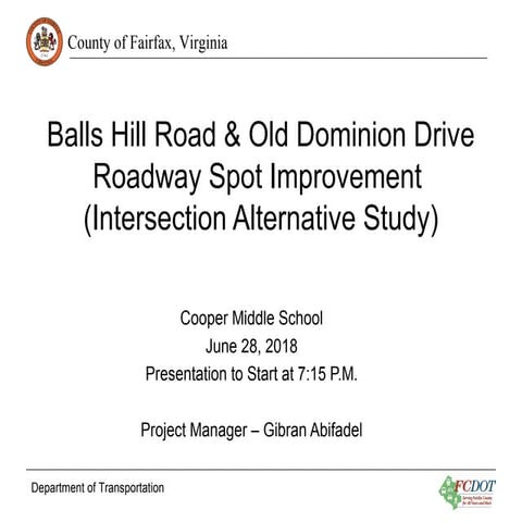 Balls Hill Road & Old Dominion Drive Roadway Spot Improvement - Community Inf...
