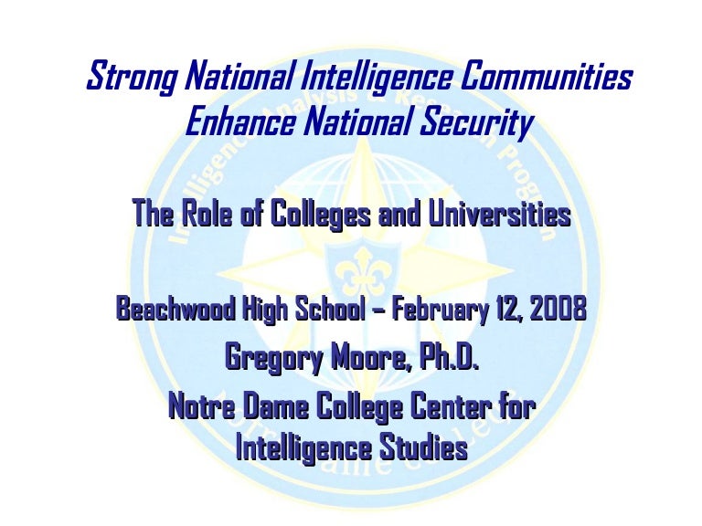 Strong National Intelligence Communities Enhance National Security
